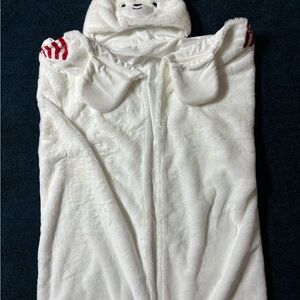 Cozy White Polar Bear Hooded Blanket